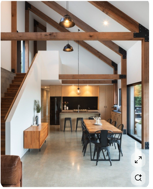 Cocina con vigas de madera